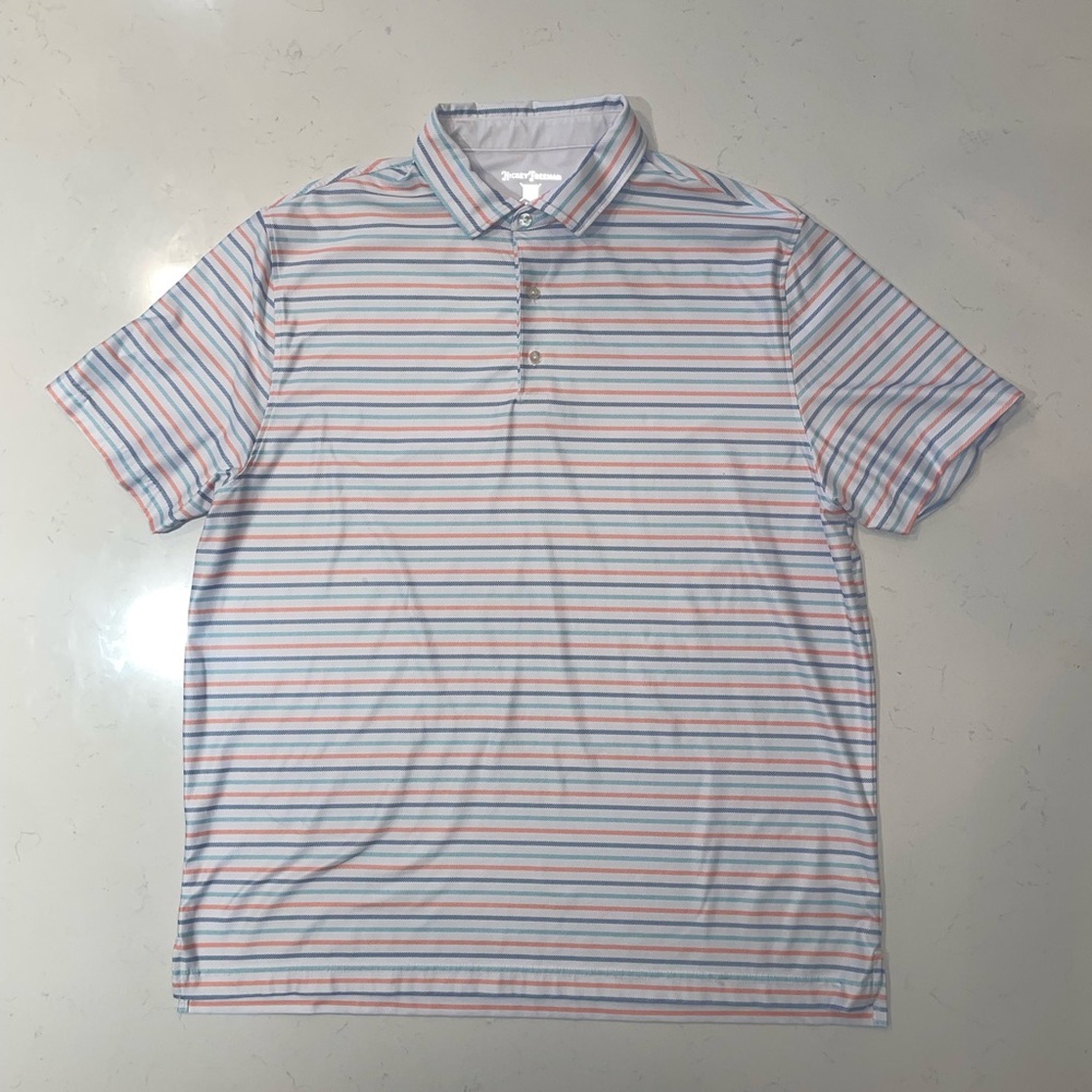Men's Hickey Freeman Golf Polo - X-Large - White with Stripes -performance